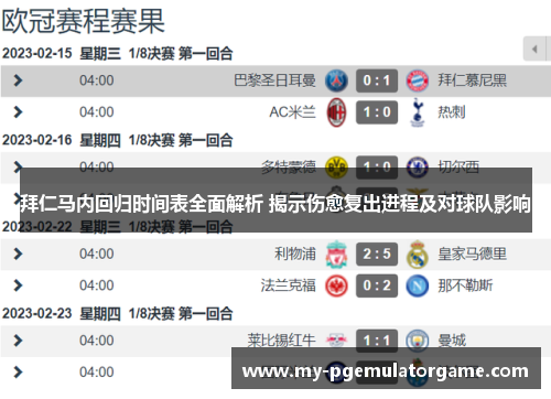 拜仁马内回归时间表全面解析 揭示伤愈复出进程及对球队影响